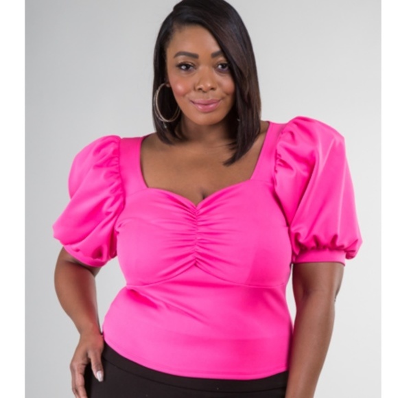 Tops - 3x Plus Size pink Square Neck Cute Top